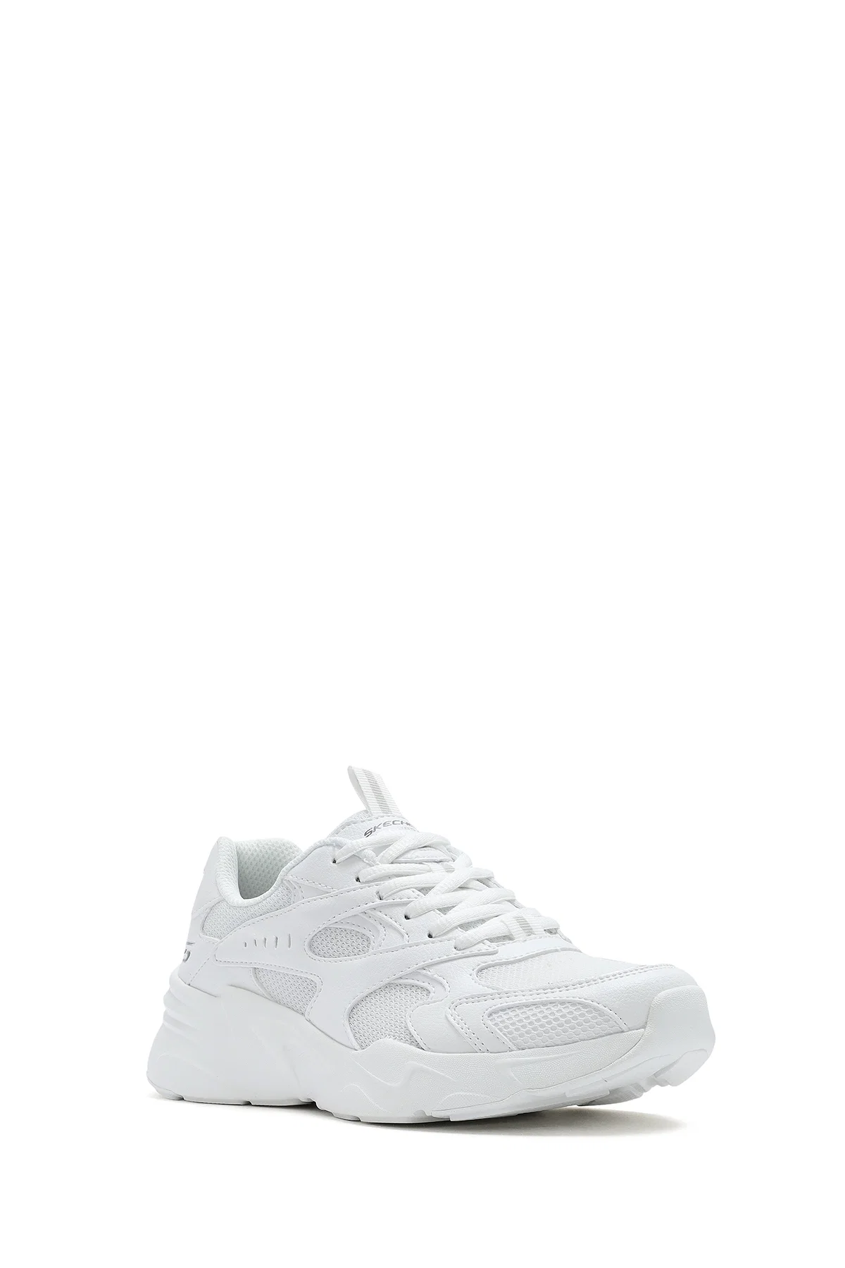 Skechers Kadın Beyaz Bobs Bamina Bağcıklı Kalın Tabanlı Kumaş Sneaker - Image 6