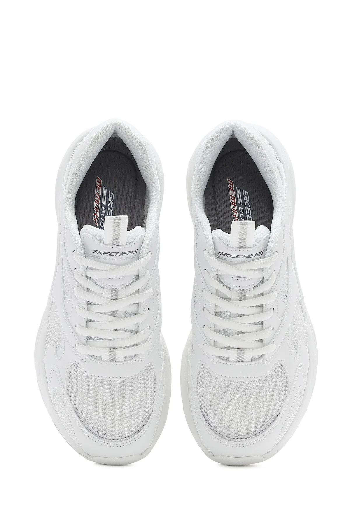 Skechers Kadın Beyaz Bobs Bamina Bağcıklı Kalın Tabanlı Kumaş Sneaker - Image 7