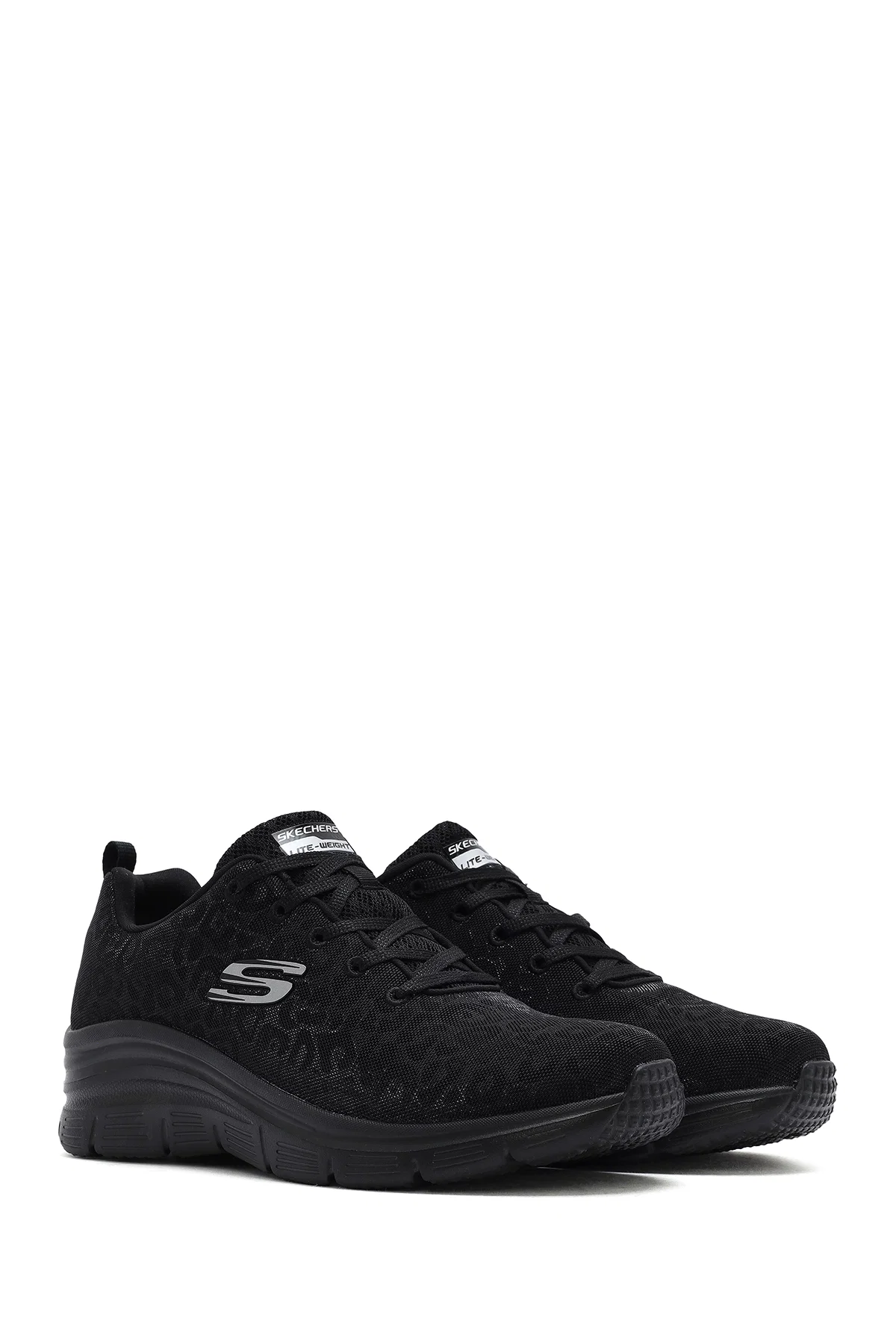 Skechers Kadın Siyah Fashion Fit Bağcıklı Kalın Tabanlı Kumaş Sneaker - Image 3