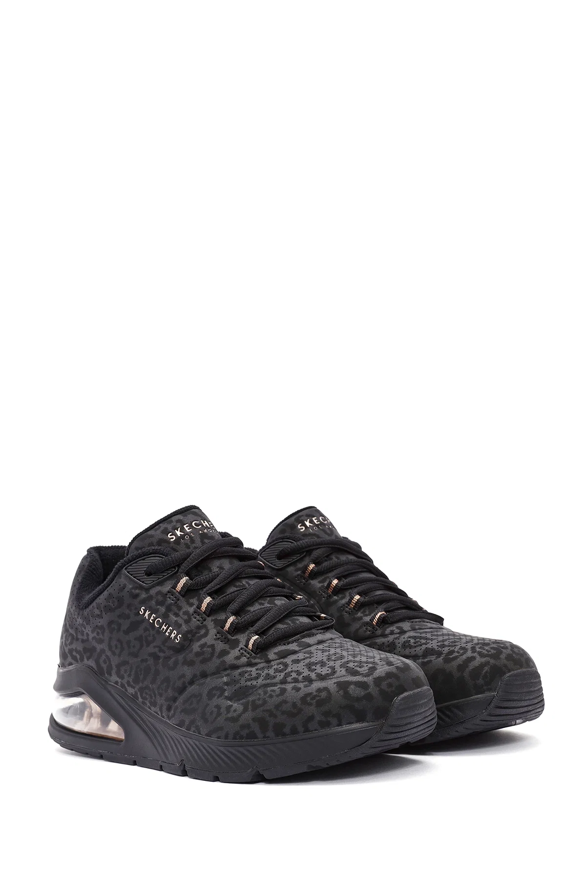 Skechers Kadın Siyah Leopar Desenli Bağcıklı Sneaker - Image 3
