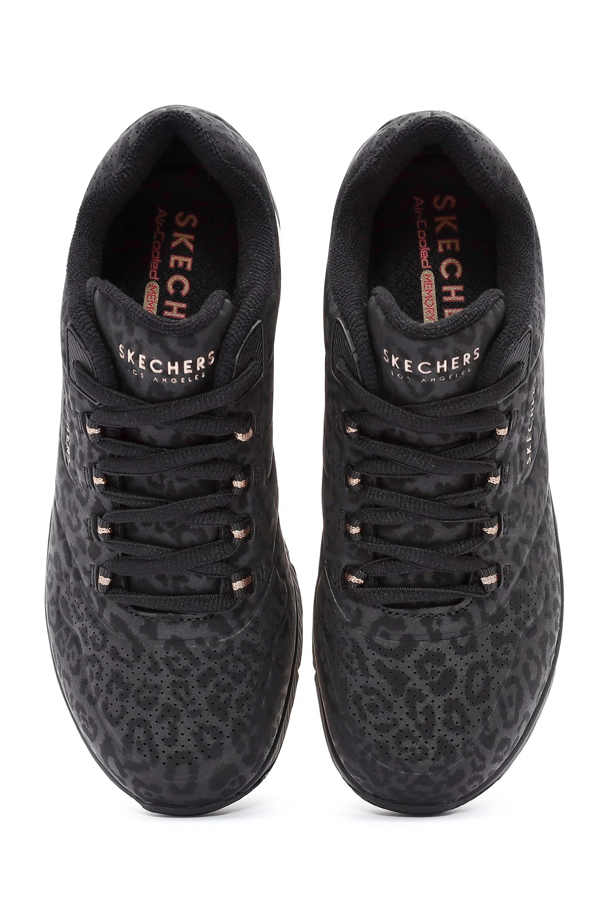 Skechers Kadın Siyah Leopar Desenli Bağcıklı Sneaker - Image 6