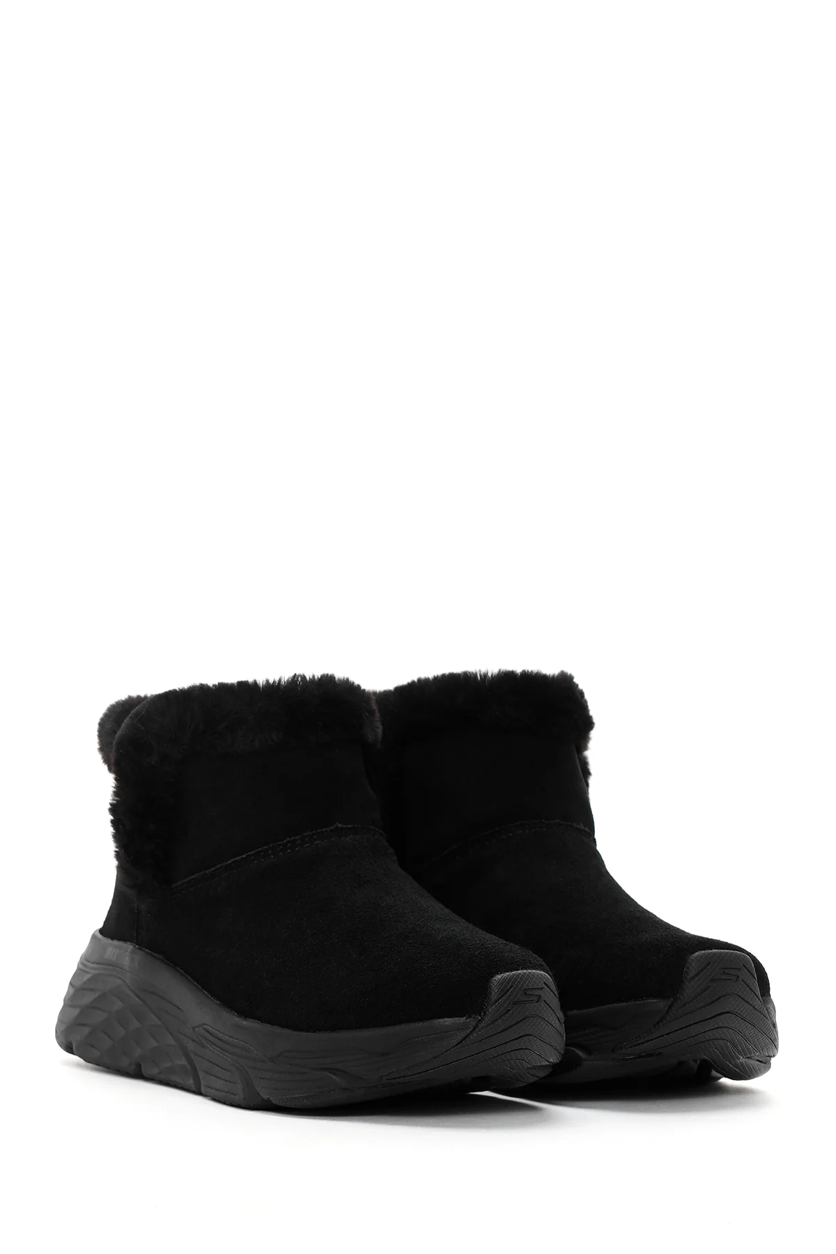 Skechers Kadın Siyah Max Cushioning Süet Deri Kalın Tabanlı Casual Bot - Image 3