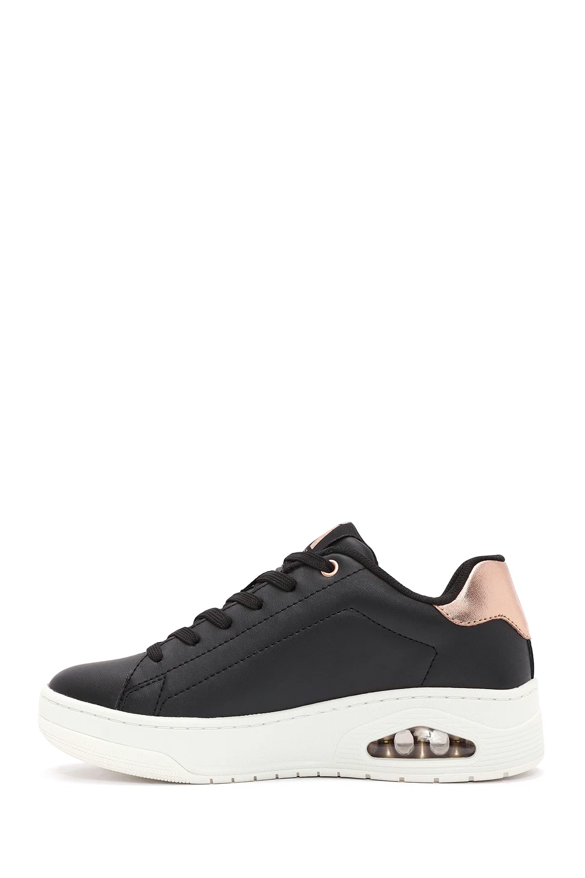 Skechers Kadın Siyah Uno Court Bağcıklı Kalın Tabanlı Deri Sneaker - Image 2