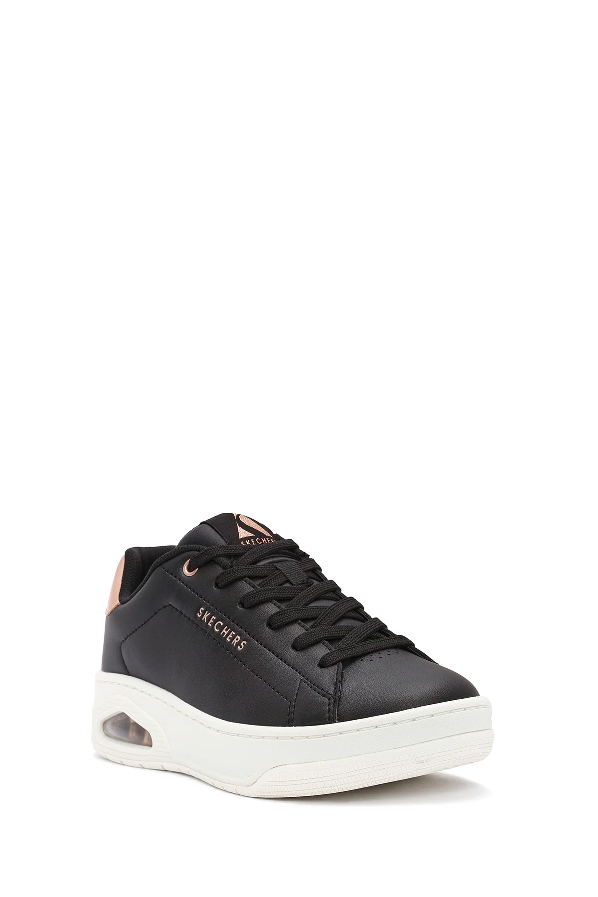 Skechers Kadın Siyah Uno Court Bağcıklı Kalın Tabanlı Deri Sneaker - Image 7