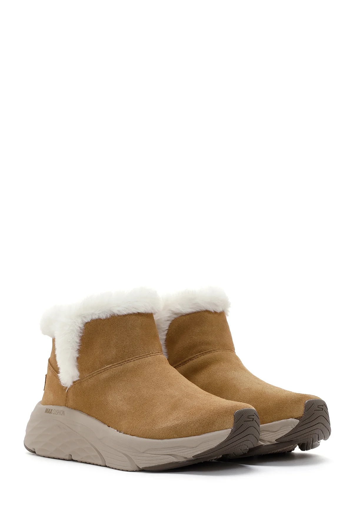 Skechers Kadın Taba Max Cushioning Süet Deri Kalın Tabanlı Casual Bot - Image 3