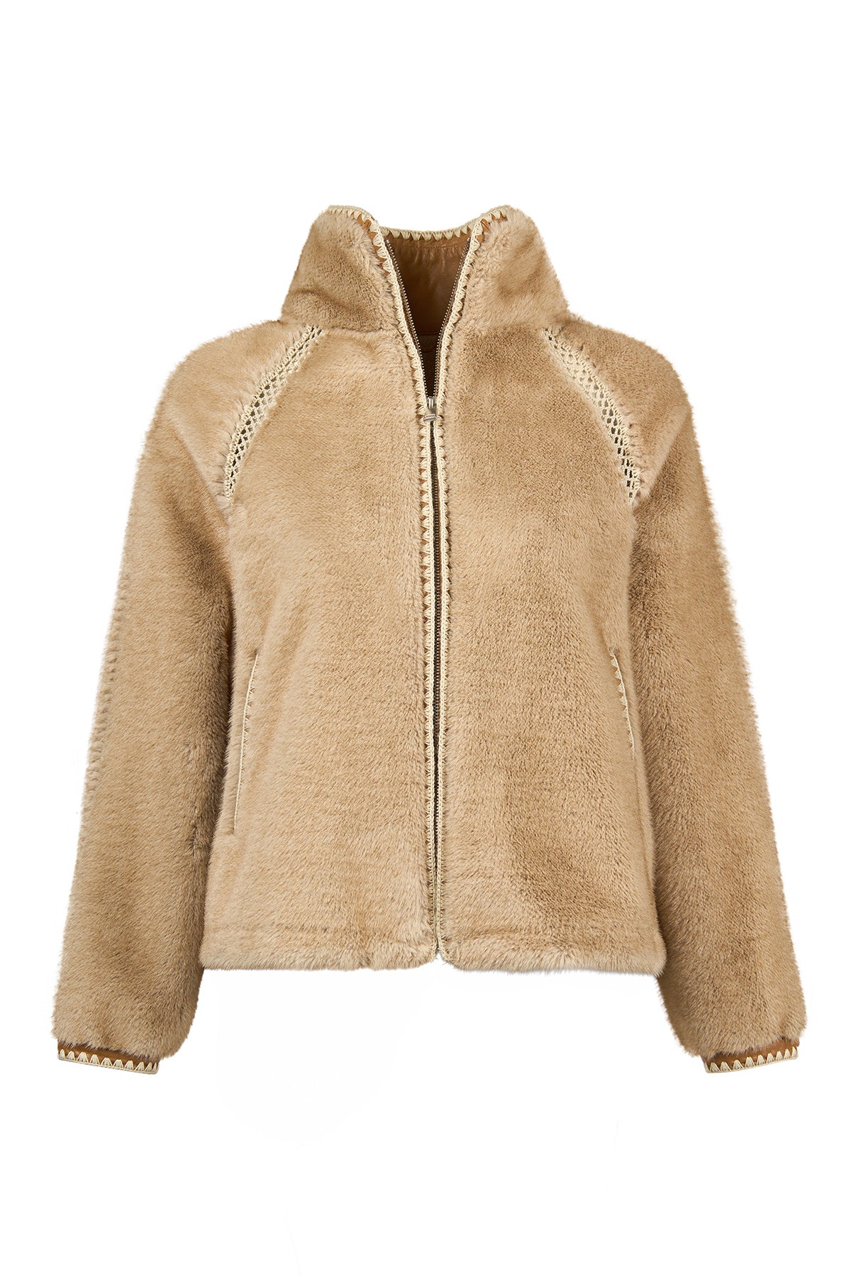 St-Moritz Kadın Bej Oversize Teddy Mont - Image 2