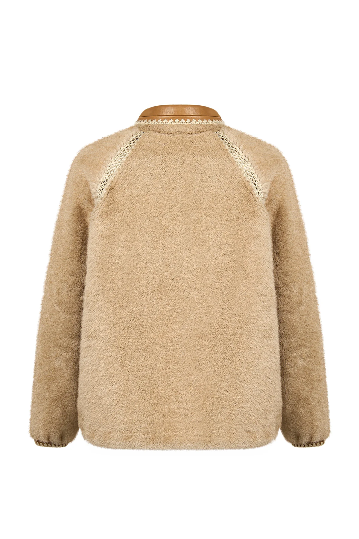 St-Moritz Kadın Bej Oversize Teddy Mont - Image 3