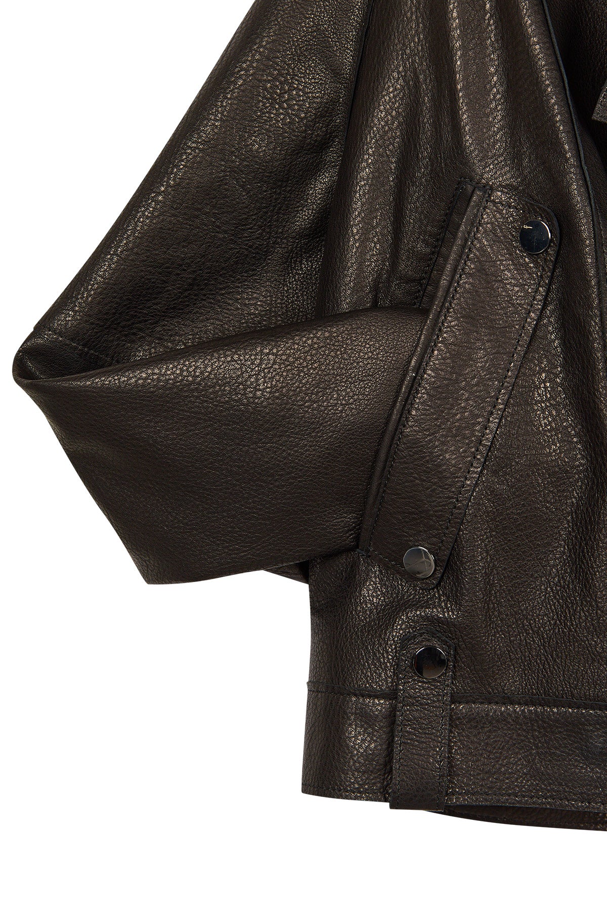 Torino Kadın Siyah Biker Oversize Deri Ceket - Image 6