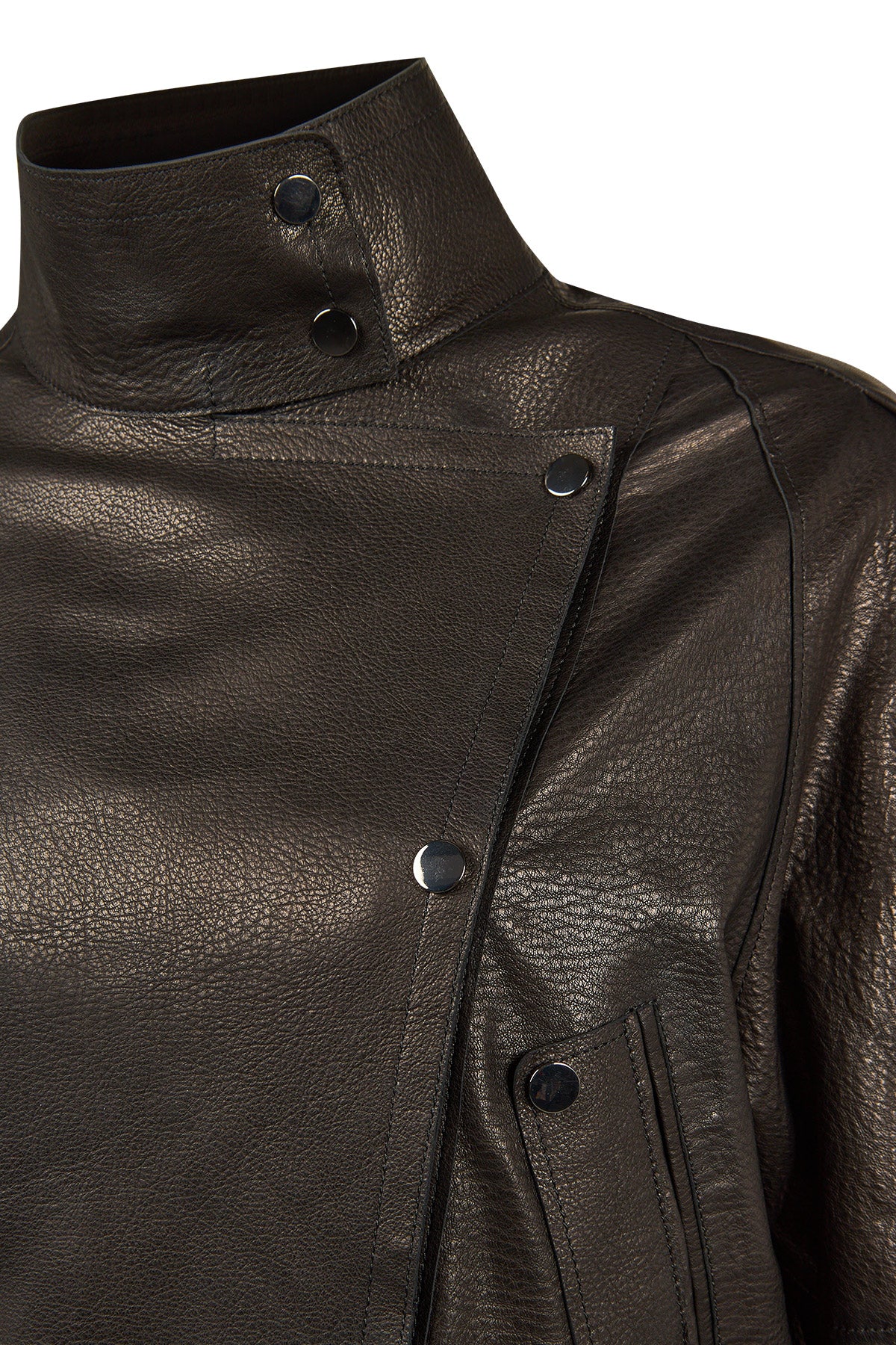 Torino Kadın Siyah Biker Oversize Deri Ceket - Image 8