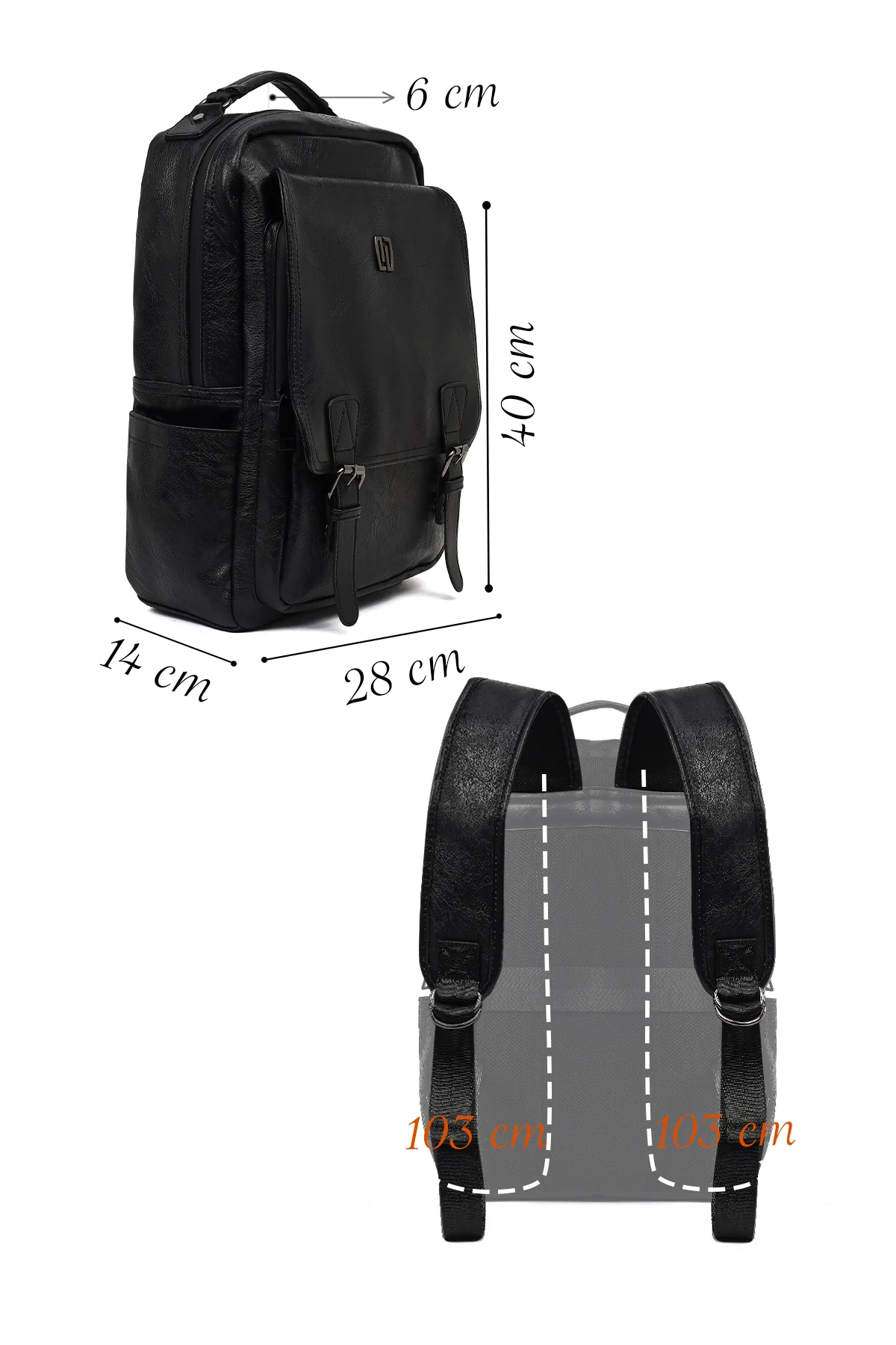 Unisex Siyah Sırt Çantası - Image 2