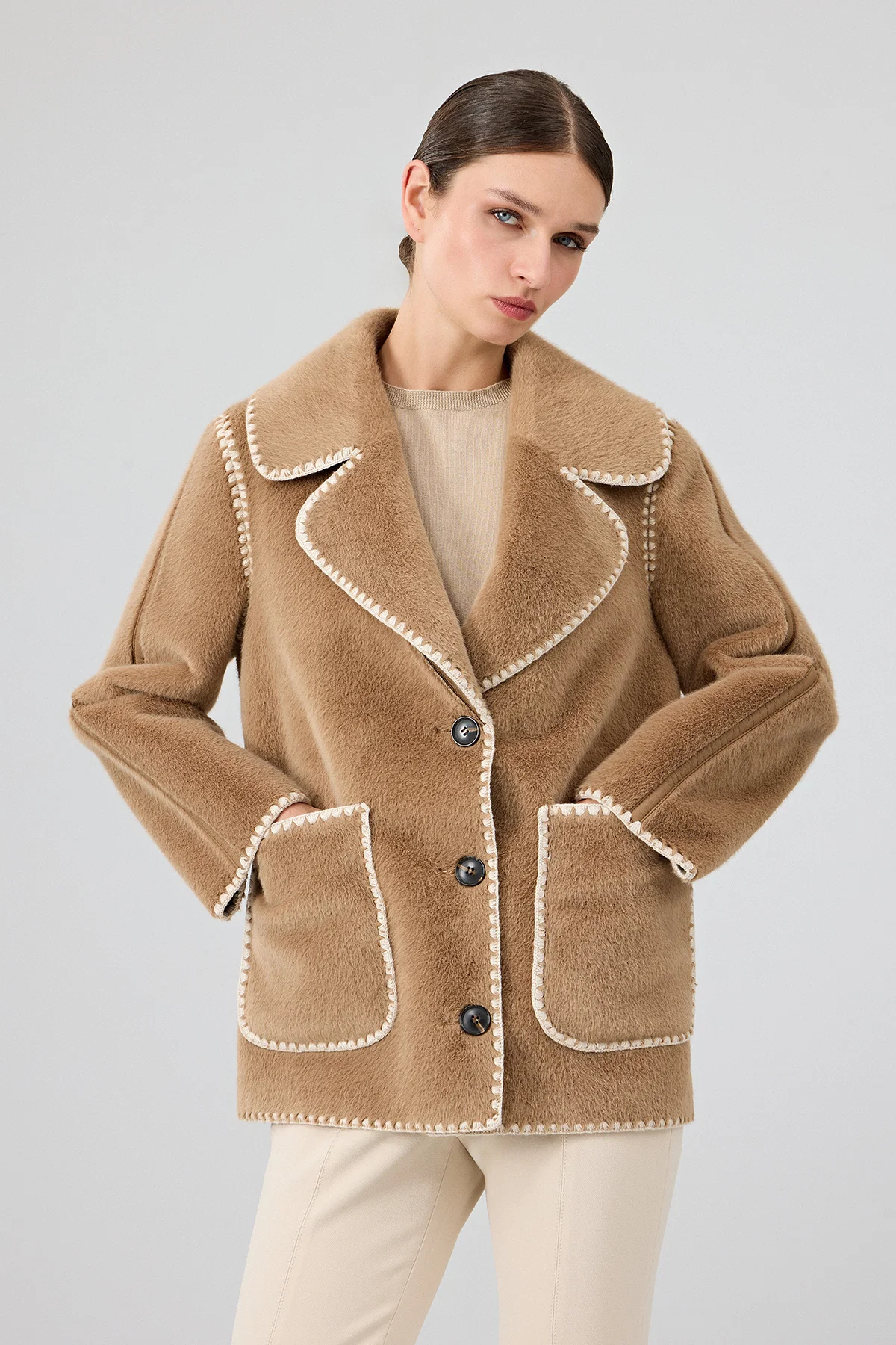Vald'isere Kadın Camel Teddy Mont - Image 2