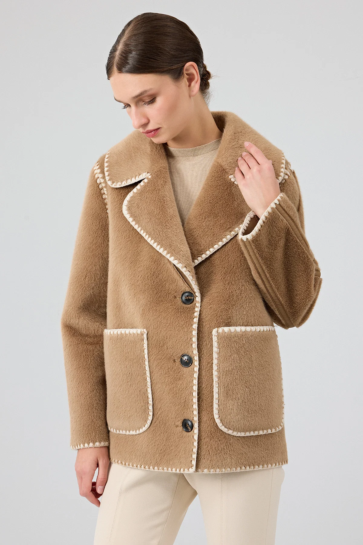 Vald'isere Kadın Camel Teddy Mont - Image 5
