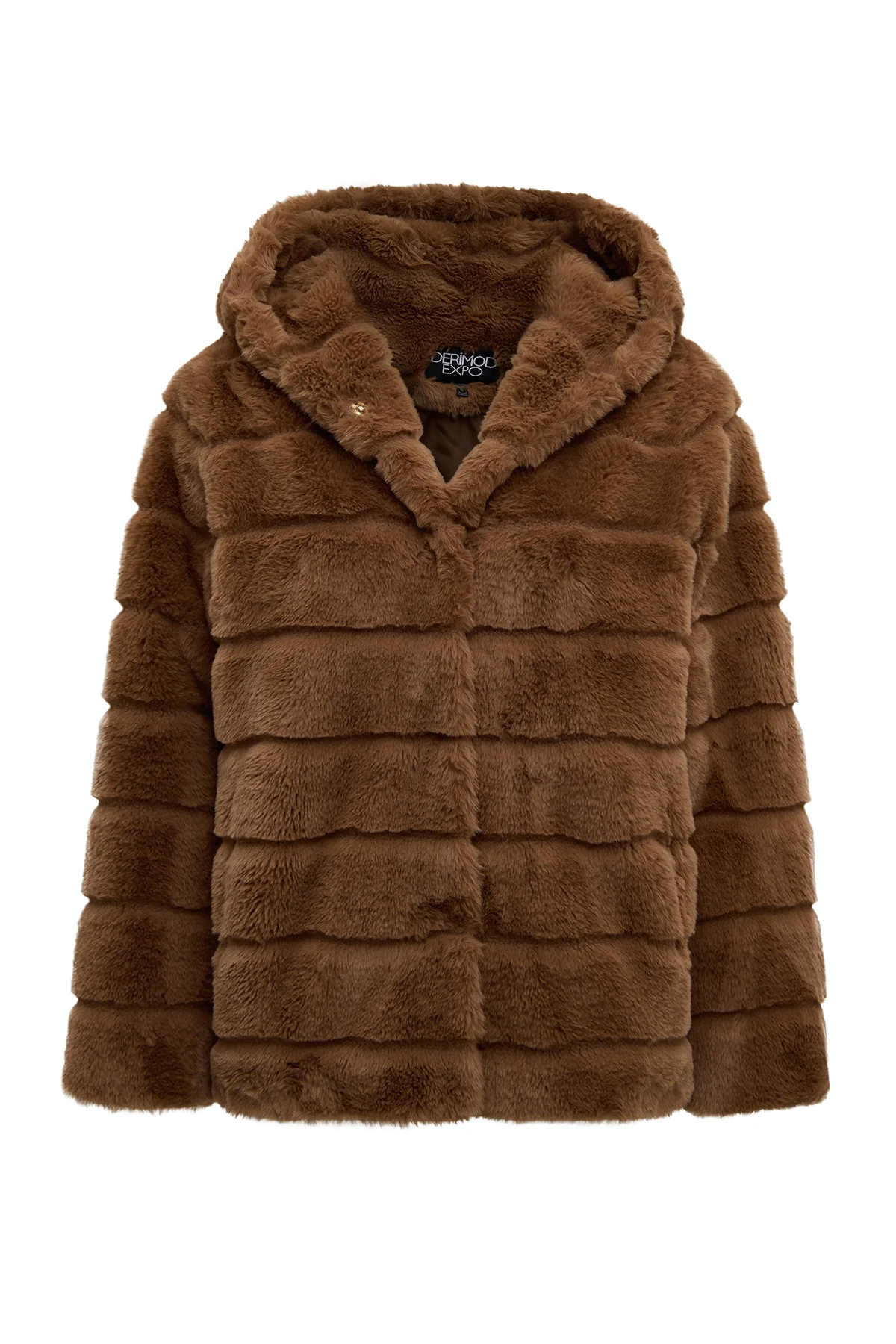 Vienna Kadın Hardal Kapüşonlu Teddy Mont - Image 3