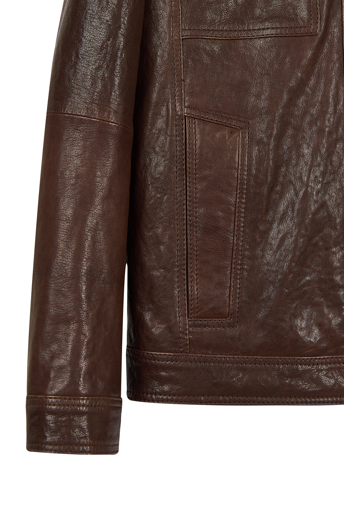 Wade Erkek Kahverengi Slim-Fit Deri Ceket - Image 10