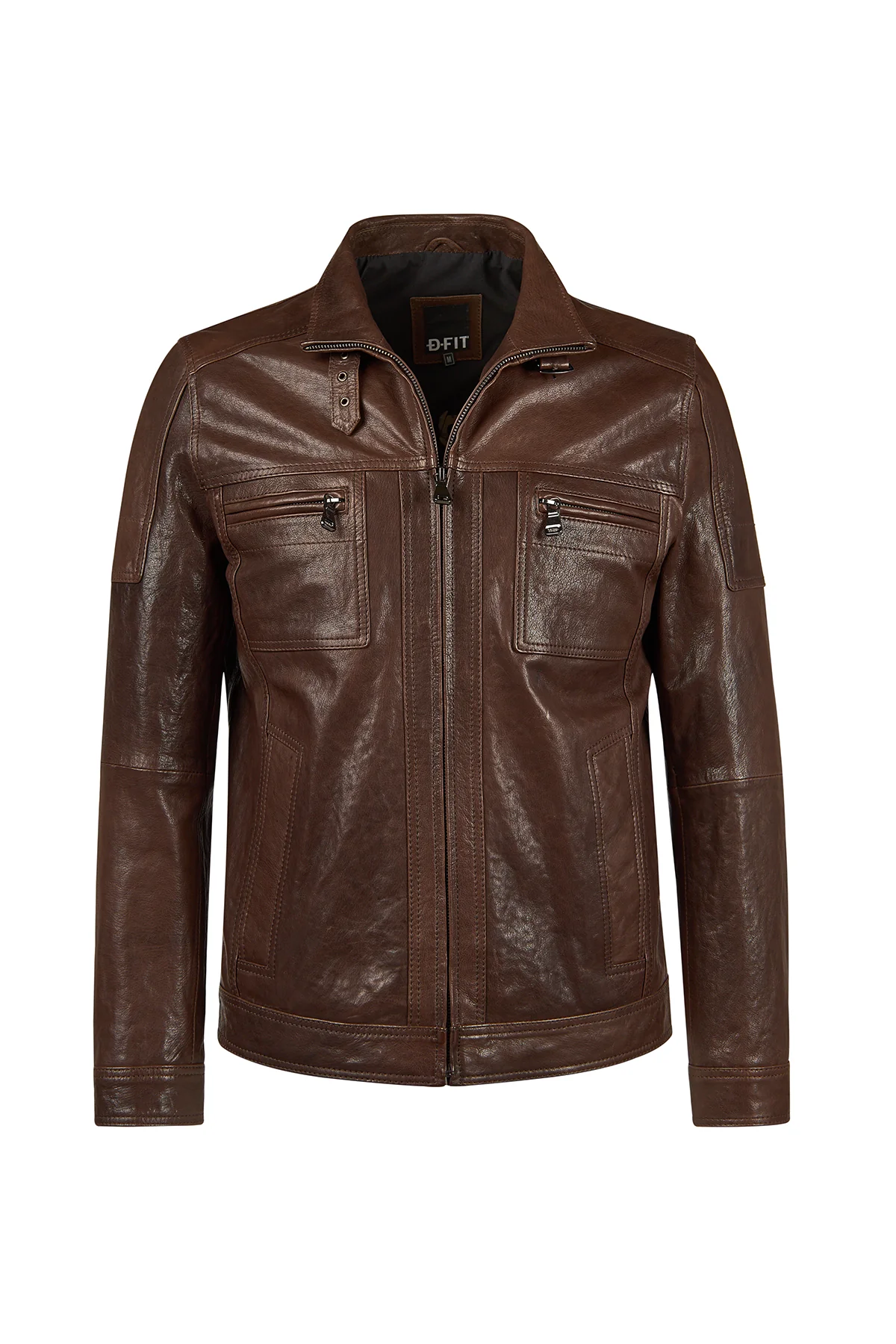 Wade Erkek Kahverengi Slim-Fit Deri Ceket - Image 2