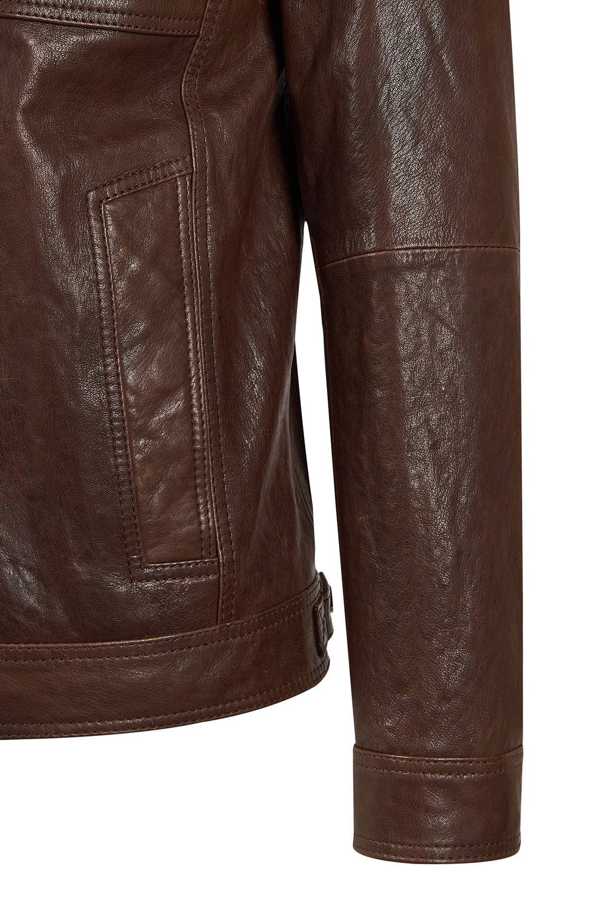 Wade Erkek Kahverengi Slim-Fit Deri Ceket - Image 8