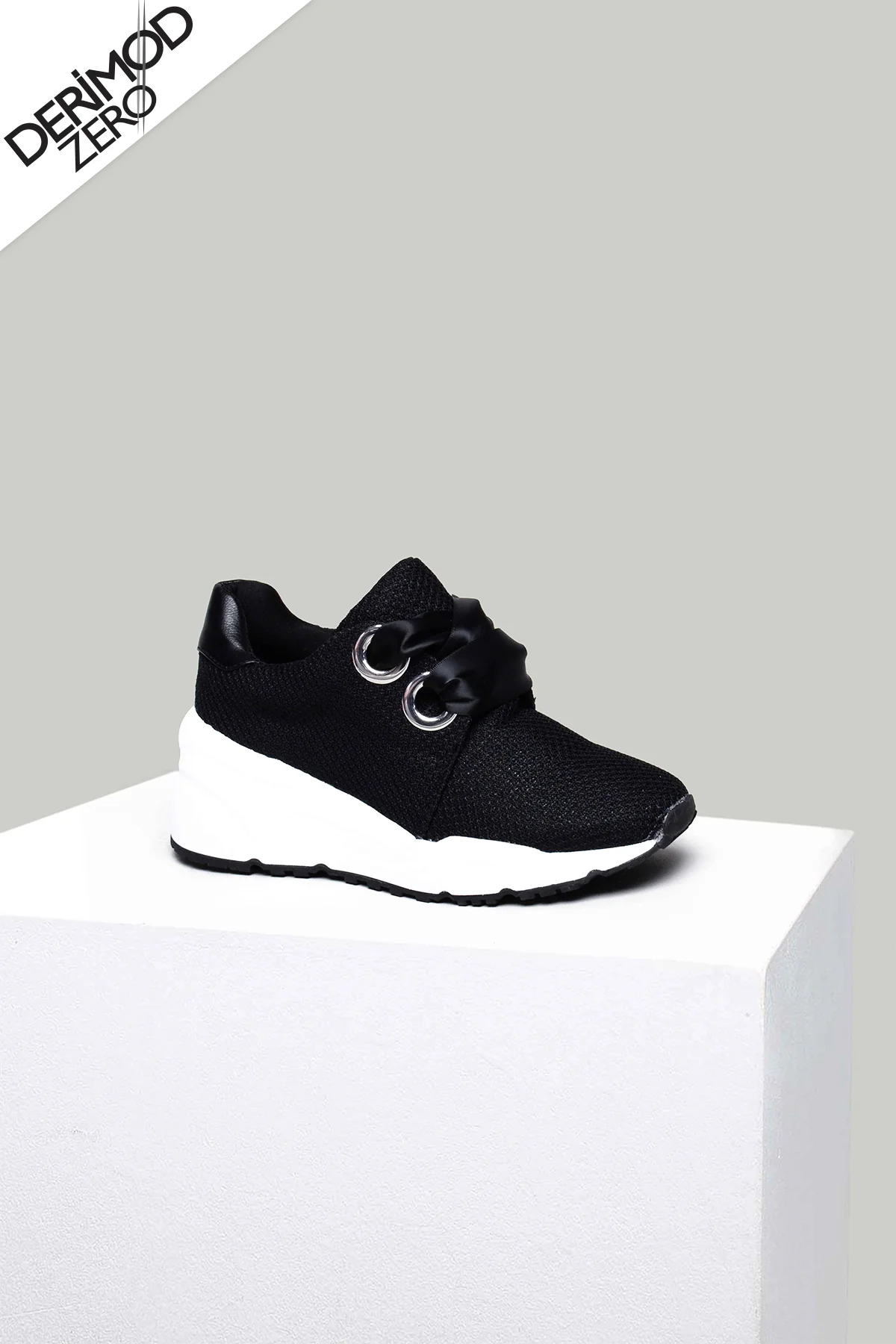 Yüksek Tabanlı Kadın Kumaş Sneaker - Image 8